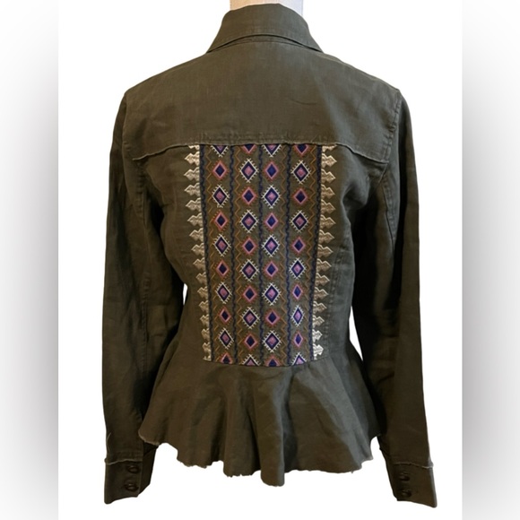 INC International Concepts Women's Linen Embroidered Peplum Jacket -Size M - Picture 5 of 10